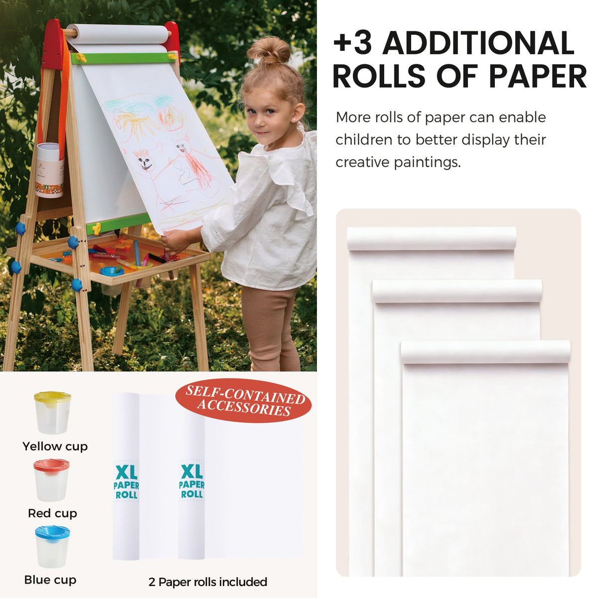 Tiny Land® 3-in-1 Art Easel & Paper Roll Set