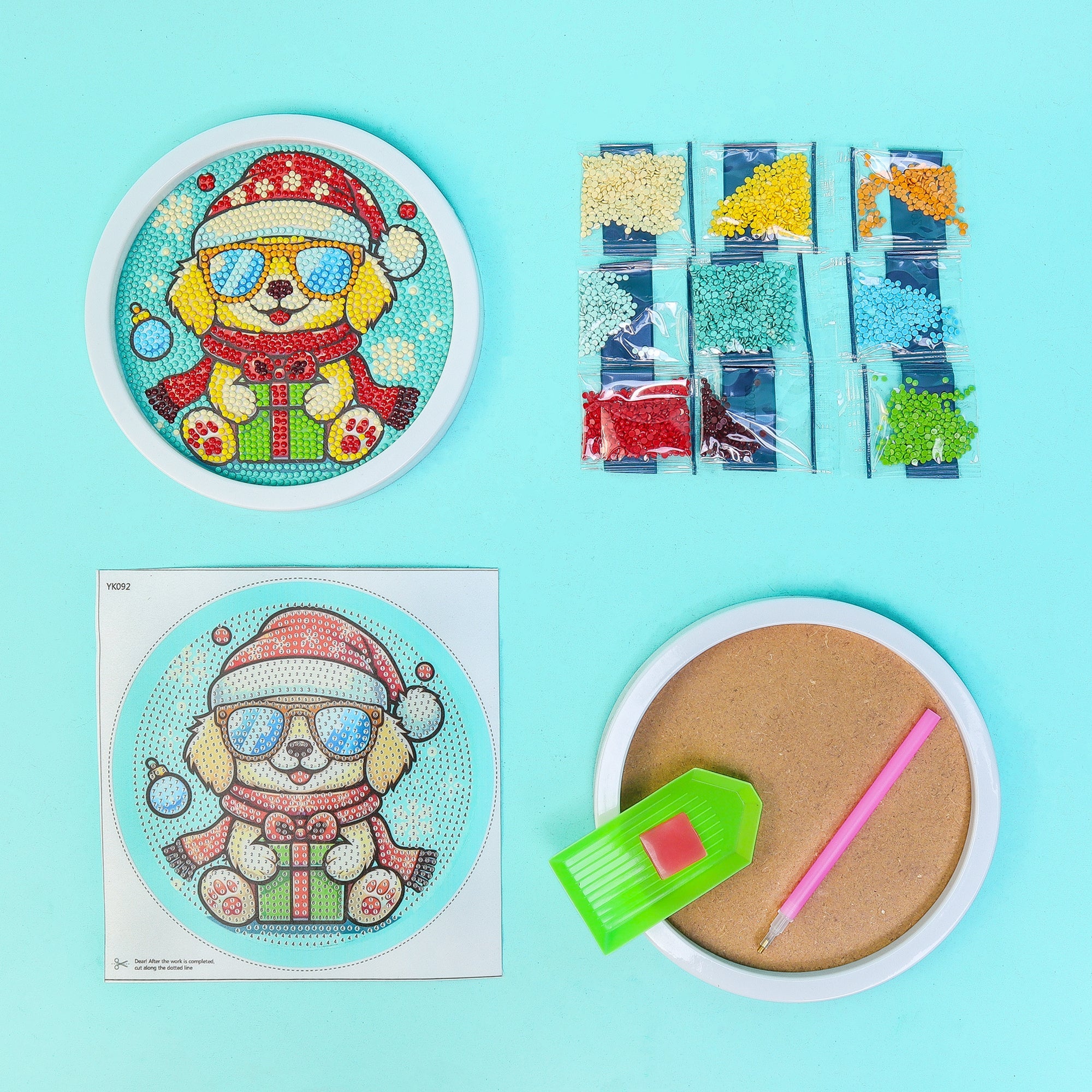 Diamond Art Kit (Christmas Themes - Santa, Puppy, or Unicorn)