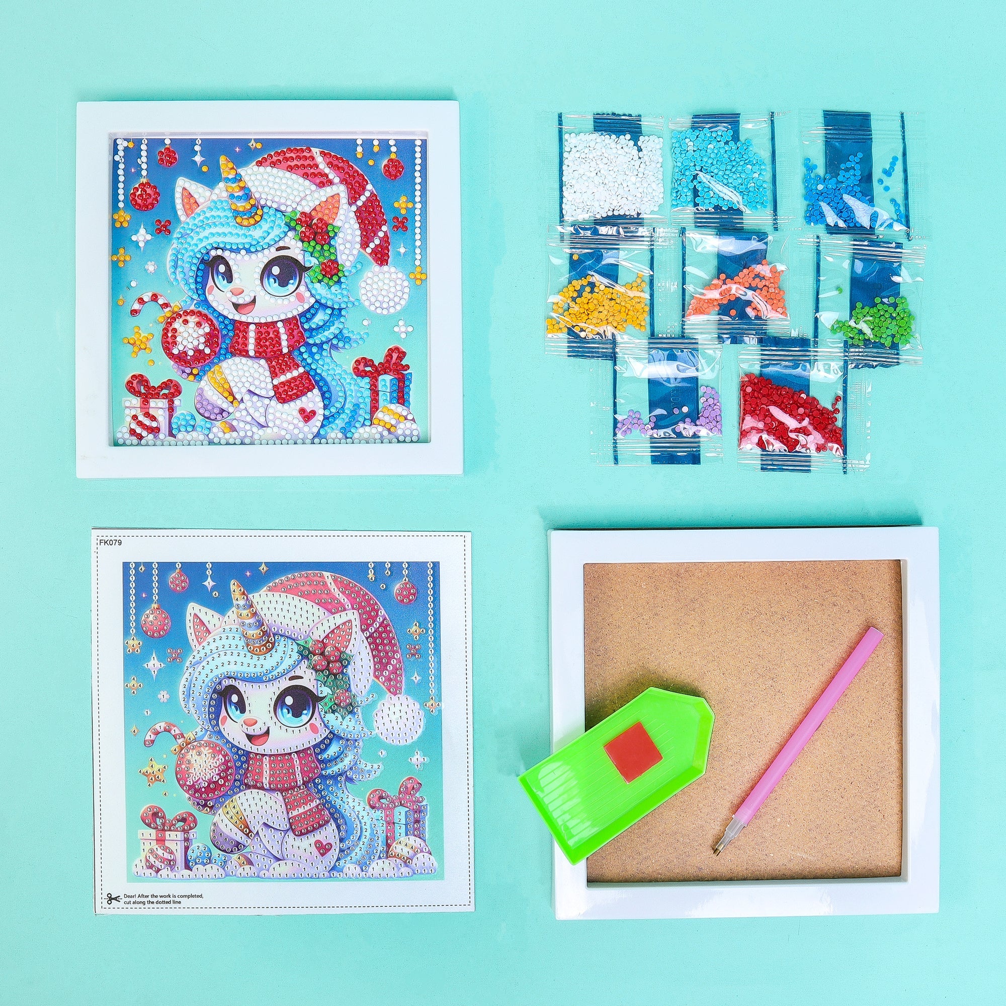 Diamond Art Kit (Christmas Themes - Santa, Puppy, or Unicorn)