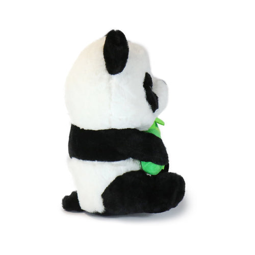 10-Inch Black and White Boo Panda with Bamboo Stick