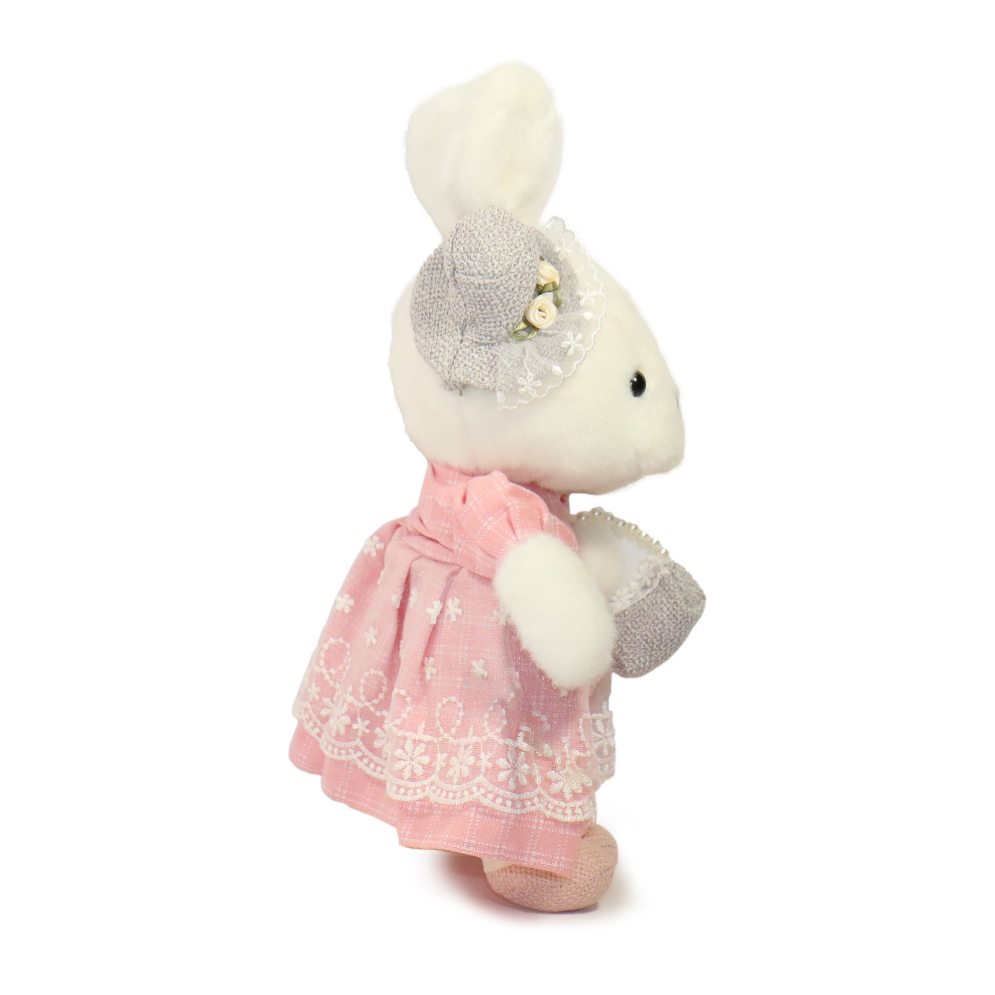 11-inch White Maisie Rabbit with Pink Dress