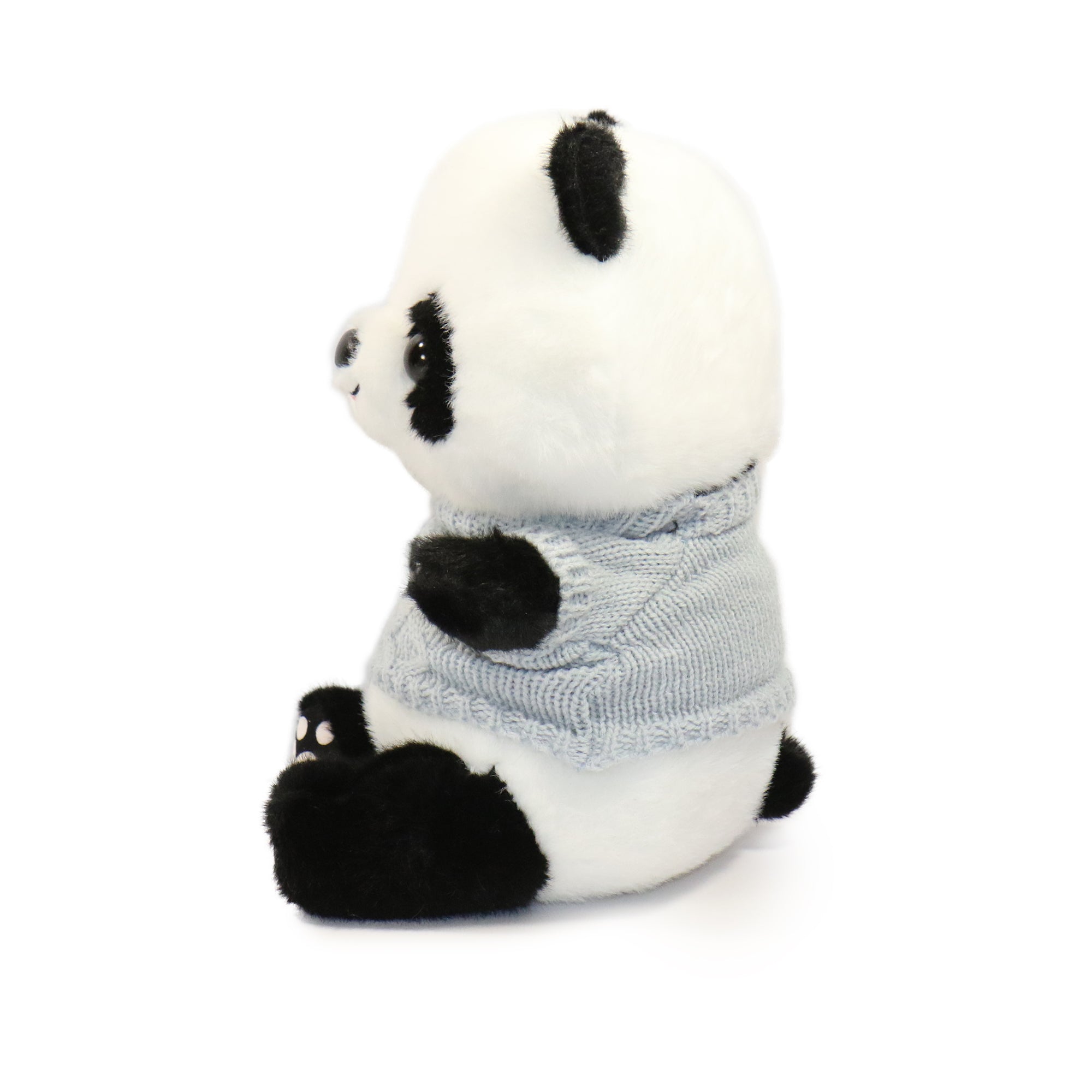 10-Inch Black and White Muffin Panda with Sweater