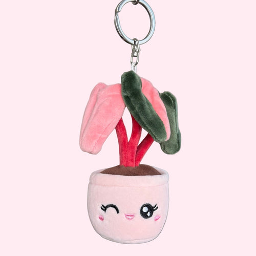 5" Plant Bag Charm - Pink Princess Philodendron Plush Keychain