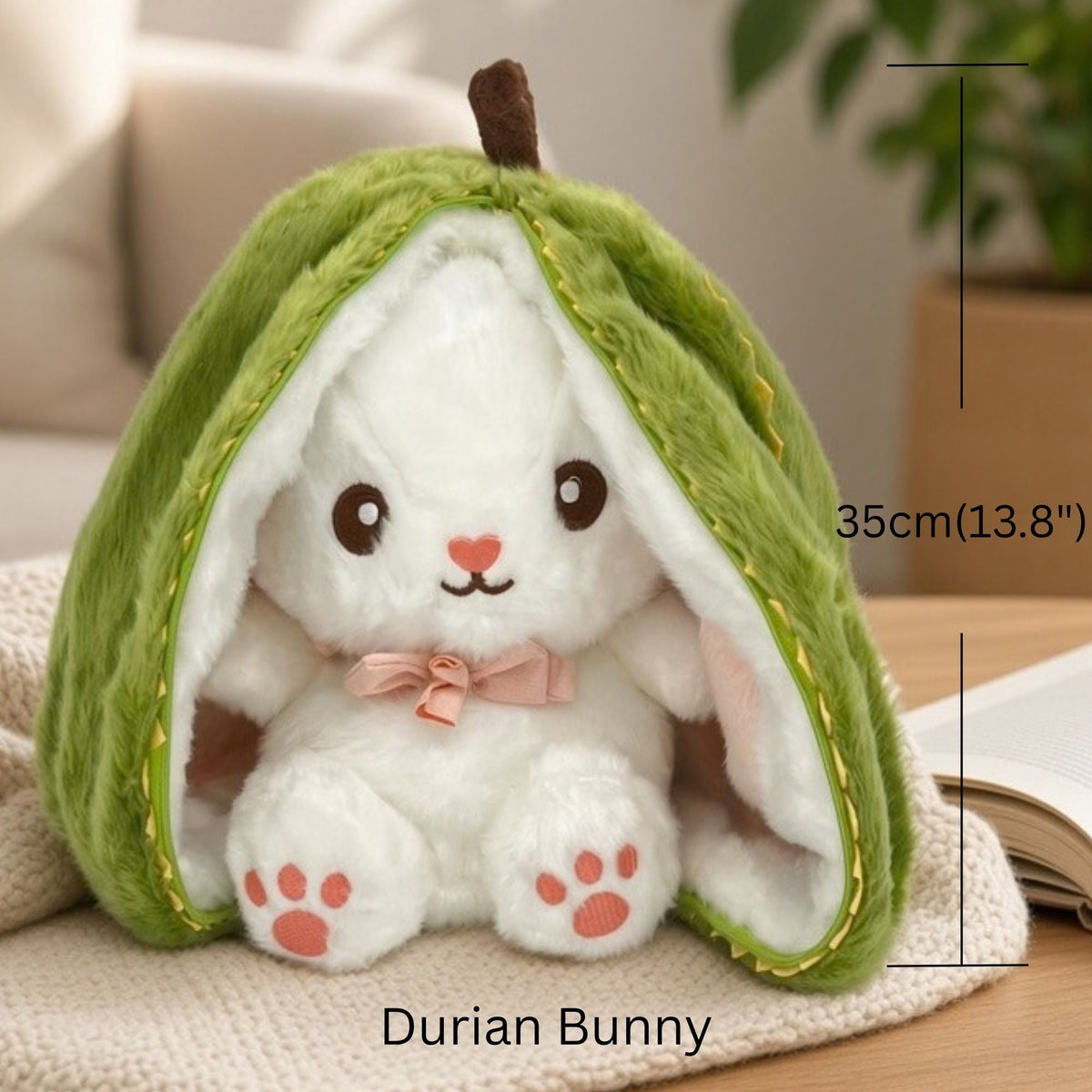 Reversible Strawberry Bunny Plush Toy - Transforming Hide and Seek Stuffed Animal