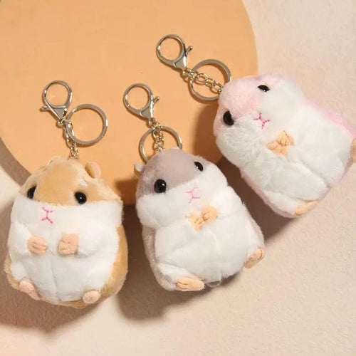 Cute Hamster Backpack Charm Keyring – Soft Animal Plush Bag Accessory