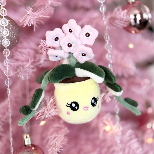 5" Variegated Houseplant Bag Charm - Hoya Carnosa ‘Krimson Queen’ Plush Keychain