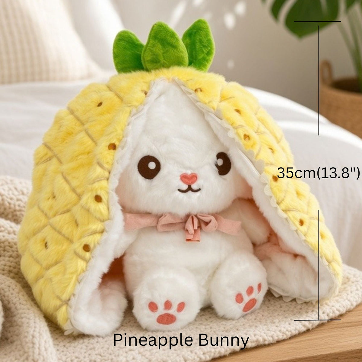 Reversible Strawberry Bunny Plush Toy - Transforming Hide and Seek Stuffed Animal