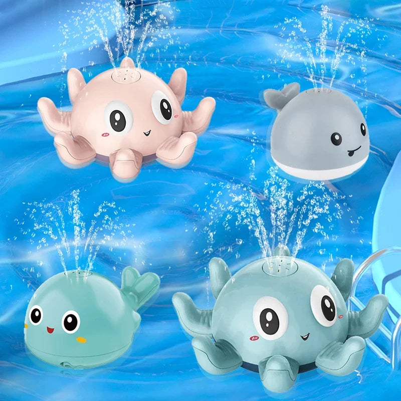 Electric Octopus Whale Baby Bath Toy with LED & Water Spray