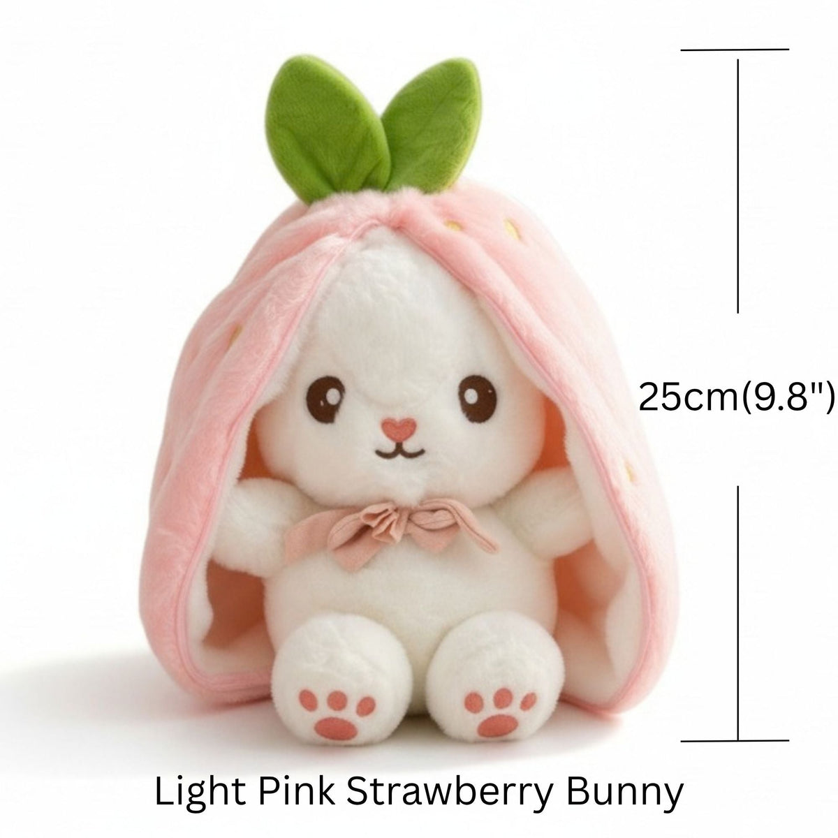 Reversible Strawberry Bunny Plush Toy - Transforming Hide and Seek Stuffed Animal