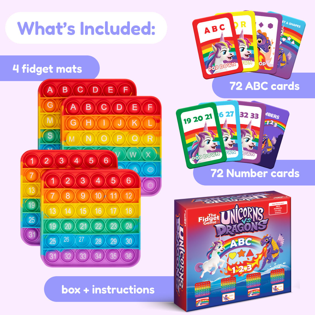 Unicorns Vs. Dragons - Kindergarten Skills Learning Game