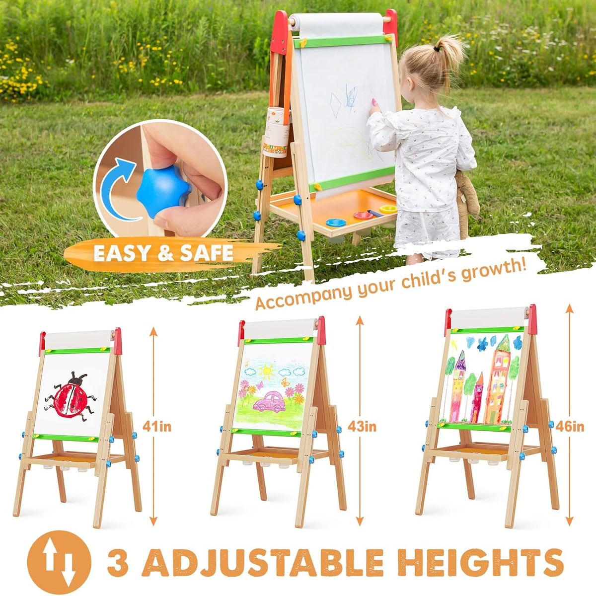 Tiny Land® 3-in-1 Art Easel & Paper Roll Set