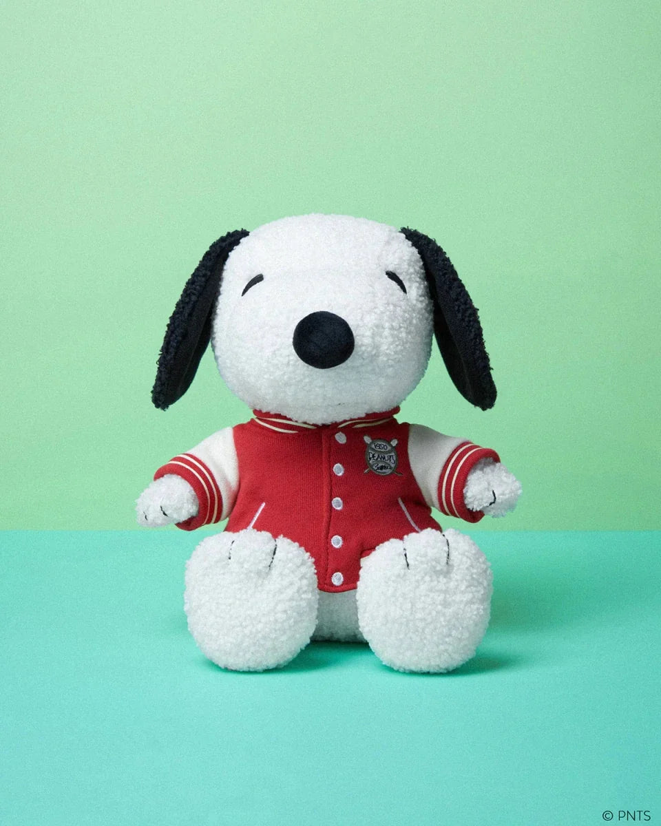 PEANUTS Snoopy Sitting with Varsity Jacket plush