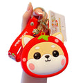 Trendy Shiba Inu Coin Pouch with Keyring and Zipper Closure Bag Charm