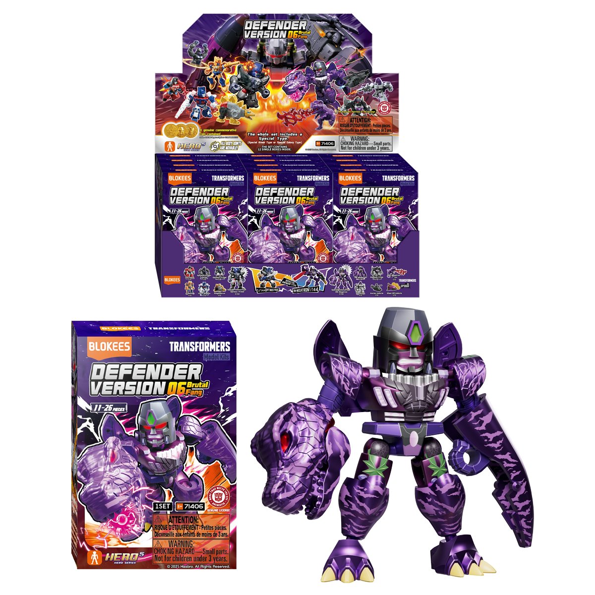 Blokees Transformers Defender Version 06 Brutal Fang Blind Box Mini Model Kit - Case of 12